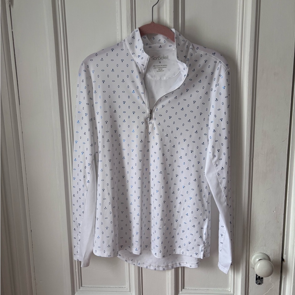 SAN Soleil Soltek Lux 1/4 Zip Pullover Sun Protection Golf Top Size Small